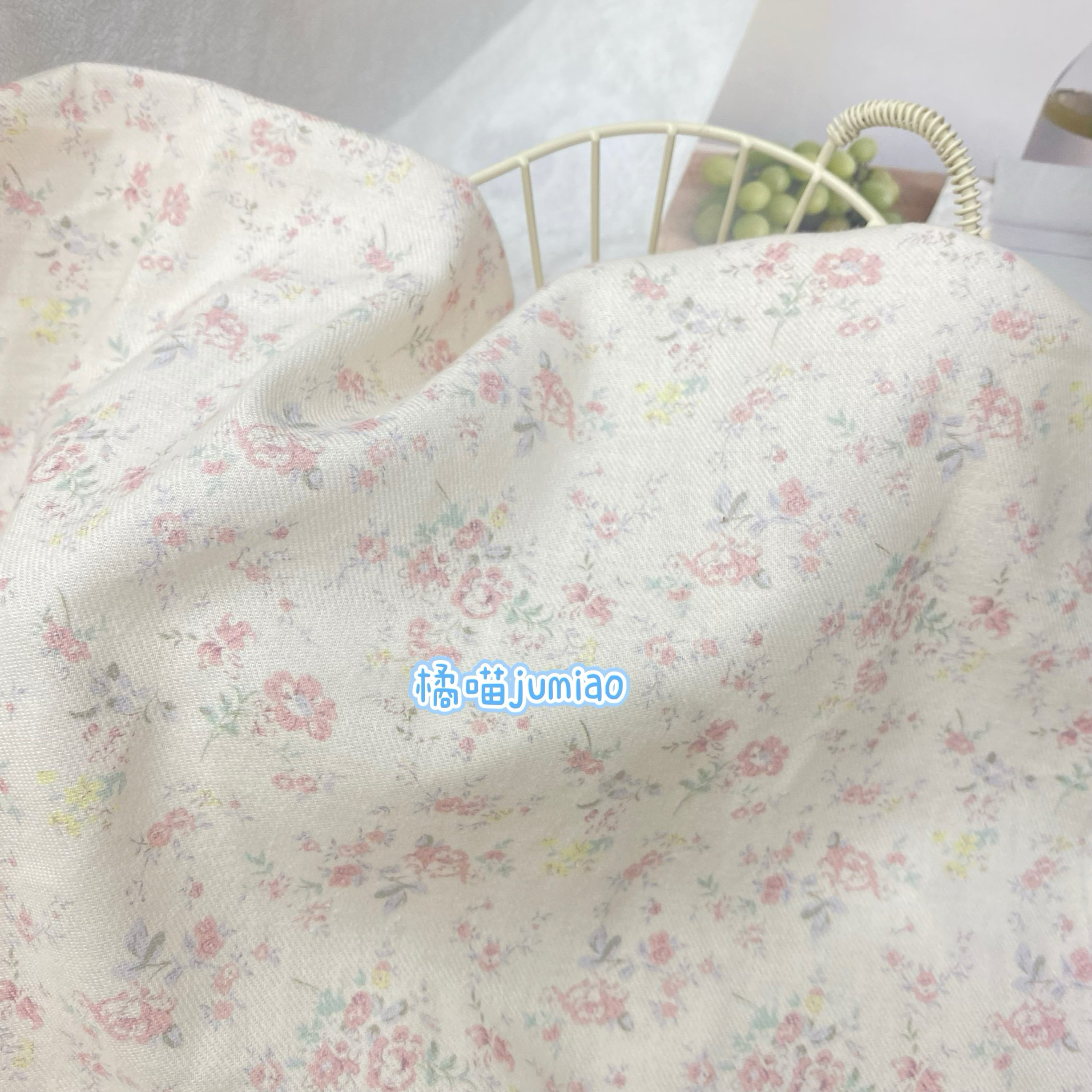 橘喵jumiao全棉斜纹磨毛数码印全棉面料花朵手工diy小碎花发圈秋