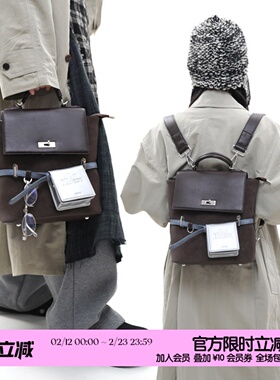 简着 /原创棕咖鲁拉尼尼双肩包复古学院撞色书包手提斜挎通勤背包