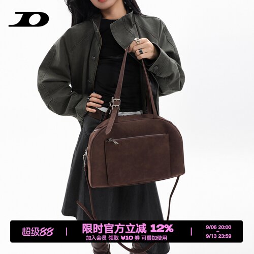 简着2026 原创 麂皮棕 大号外卡袋单肩斜挎包 大容量托特包