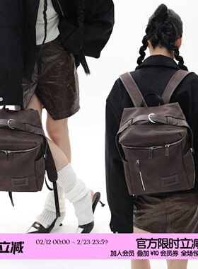 简着 /原创 卡诺深棕双肩包 轻便撞色皮带扣通勤大容量电脑包背包
