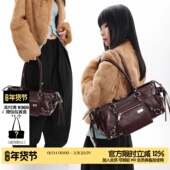 简着26SS 复古铆钉辣妹机车包拉链腋下包 安可拉红 原创 霍里克斯