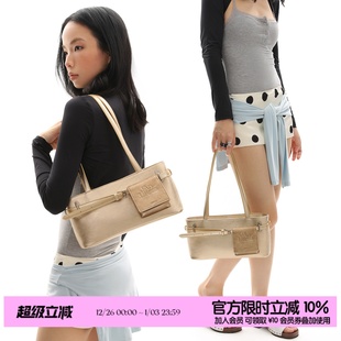 摩登通勤皮带装 香槟金贝里尼尼 饰单肩腋下法棍包 原创 简着25SS