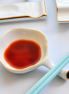 轻奢手工骨瓷金边两用筷架托简约陶瓷专用家用筷枕筷托筷子勺托