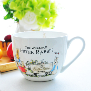 汇格大容量陶瓷早餐杯带盖勺骨瓷燕麦碗陶瓷杯马克杯可微波炉加热