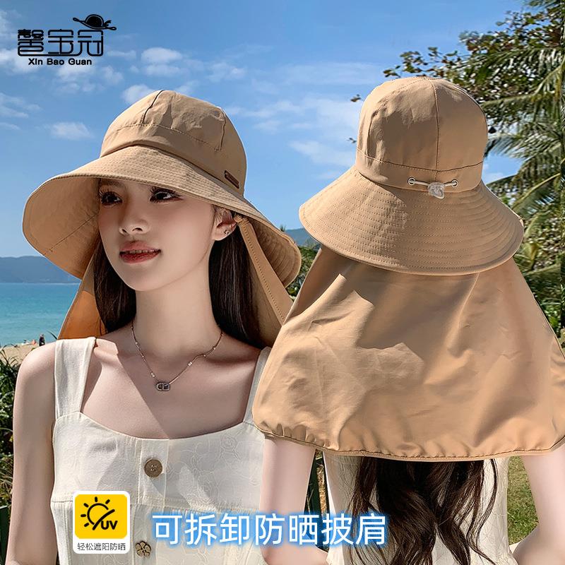 渔夫帽男女披肩登山夏季户外钓鱼防晒护颈大头帽子大帽遮阳帽檐围