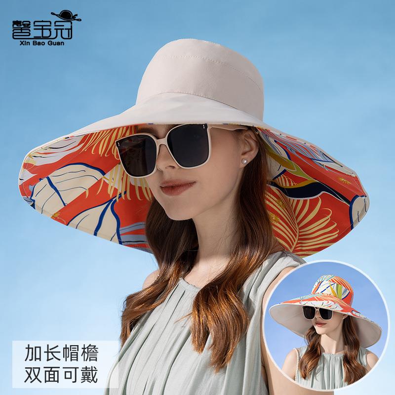 新款太阳帽8240时尚加大女防晒夏季欧美跨境渔夫帽帽檐遮阳帽双面