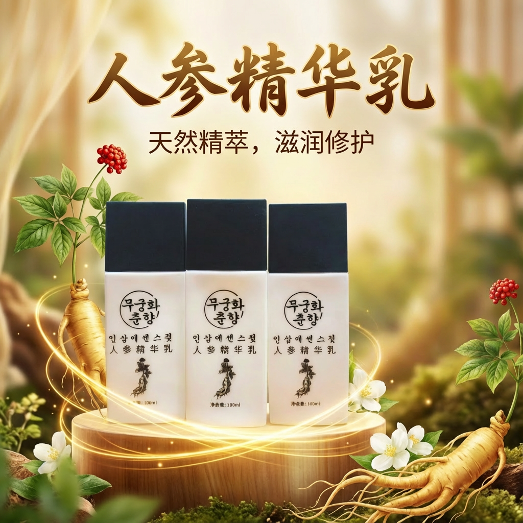 【超值特惠】木槿花春香人参精华乳液玫瑰乳液100元三瓶旅游特产