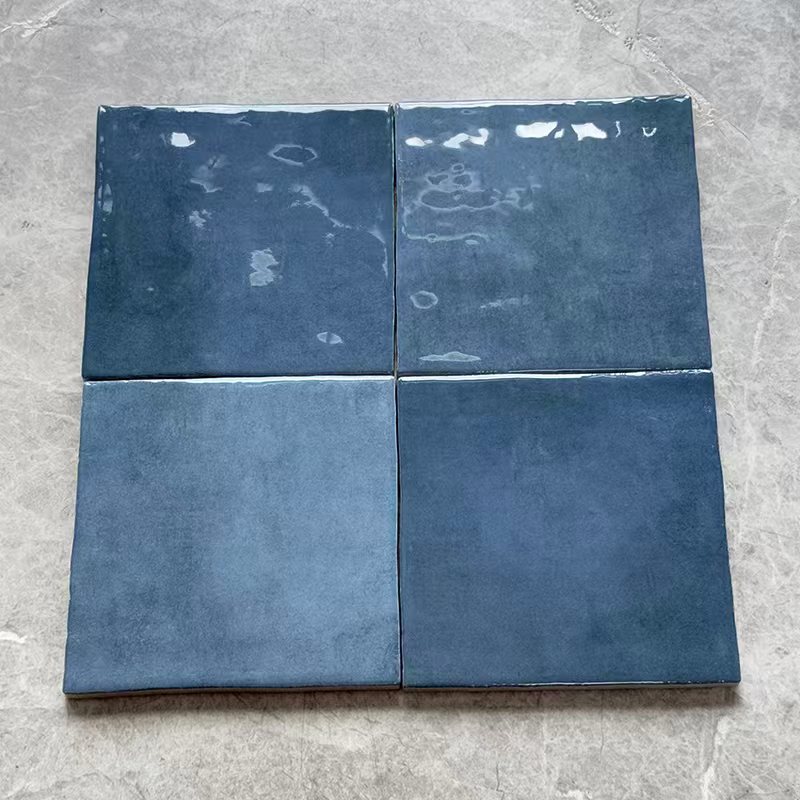 设计鸽 油墨蓝手工砖复古卫生间全瓷渐变淋浴房背景墙瓷砖125x125