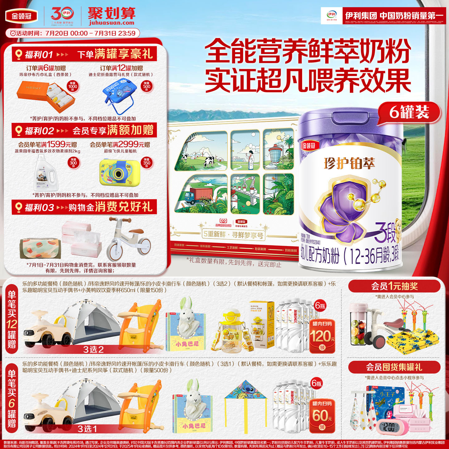 【官方正品】伊利金领冠珍护铂萃3段1-3岁750g箱婴幼儿牛奶粉新鲜