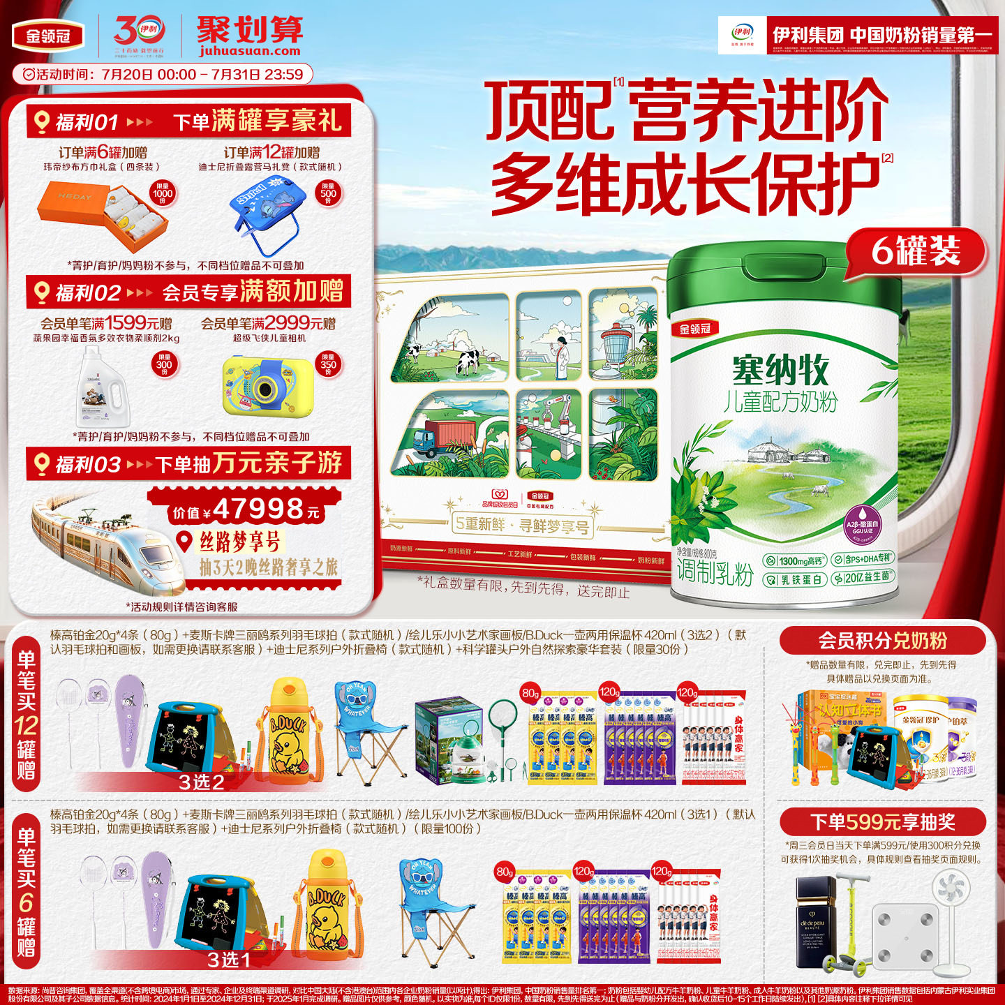 伊利金领冠塞纳牧4段800g*6箱装官方正品营养3-6岁儿童配方牛奶粉