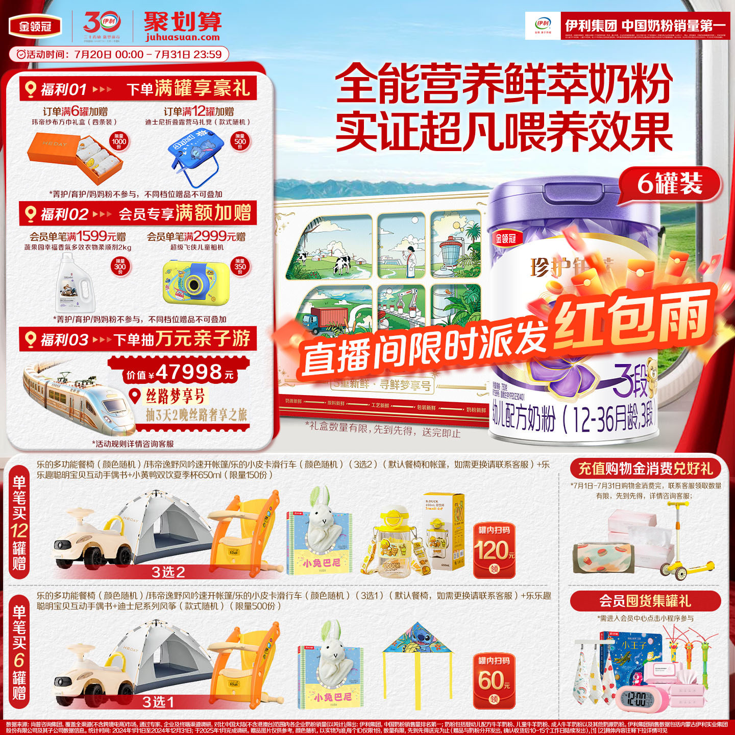 【官方正品】伊利金领冠珍护铂萃3段1-3岁750g箱婴幼儿牛奶粉新鲜