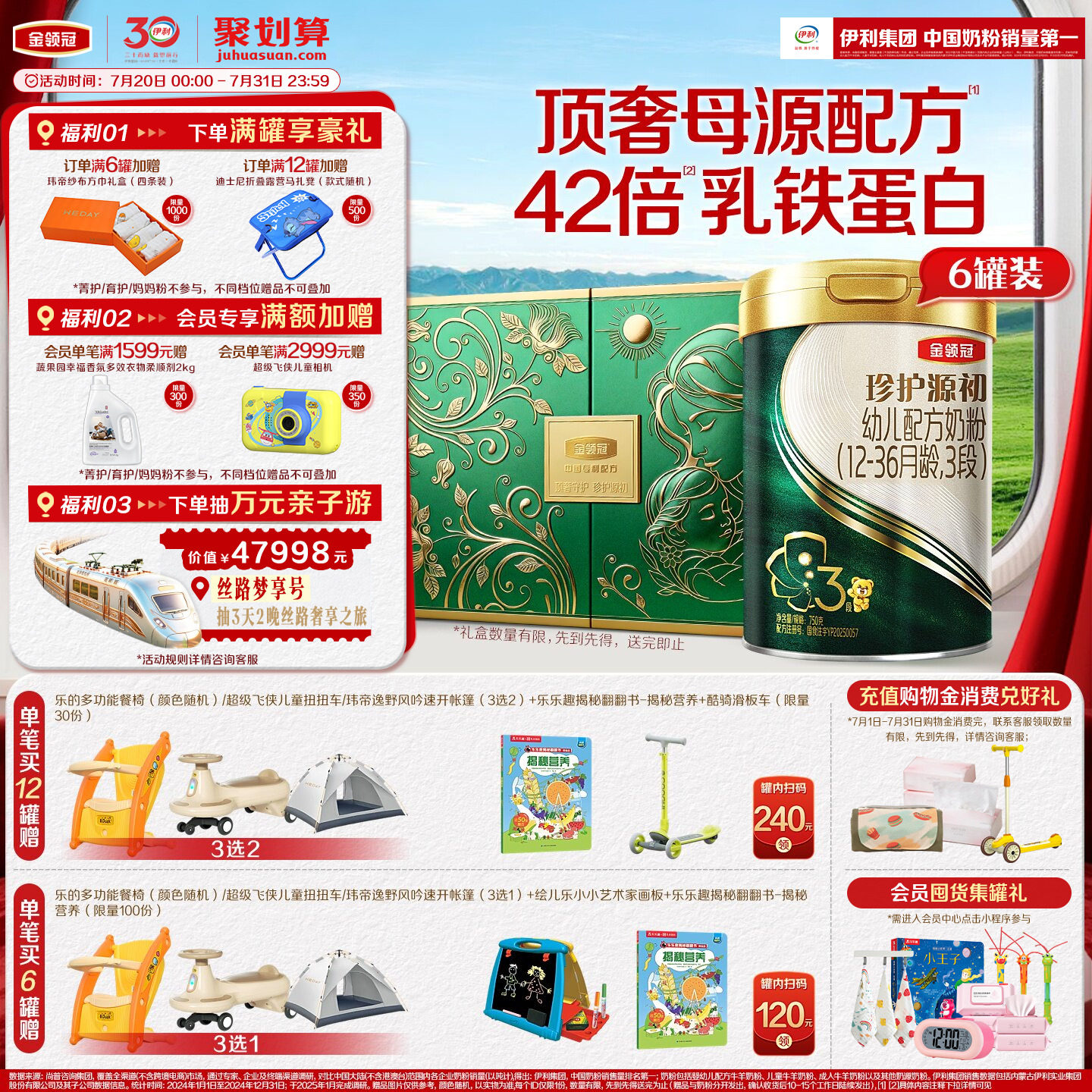 预售-【陈伟霆推荐】官方正品金领冠珍护源初3段750g*6婴幼儿奶粉