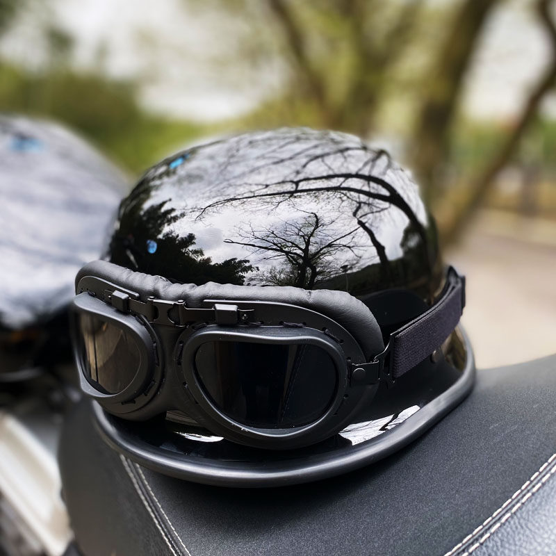 加大60-67特大头围德式半盔宽松版可拆洗摩托机车个性复古半盔夏