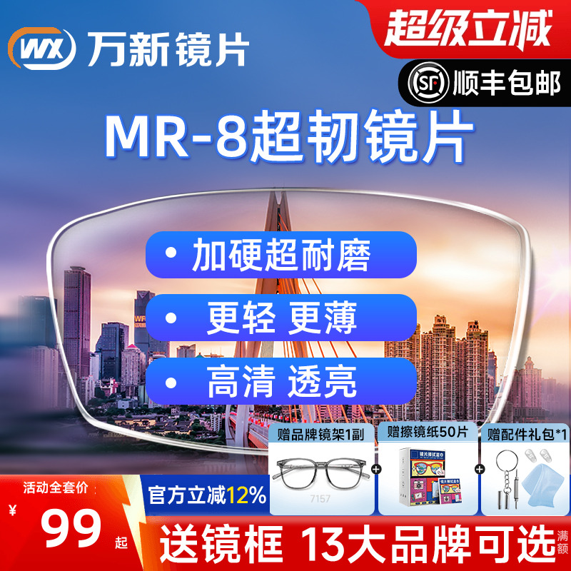 运动打篮球万新超韧防蓝光眼镜片