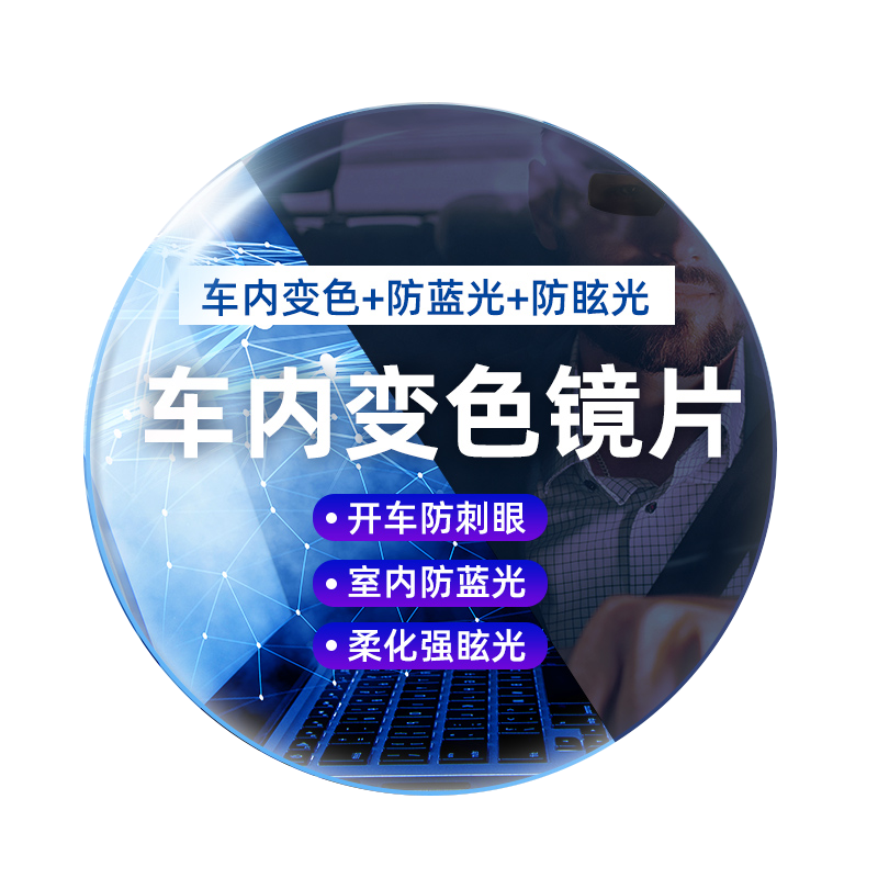 变色近视眼镜镜片车内感光智能