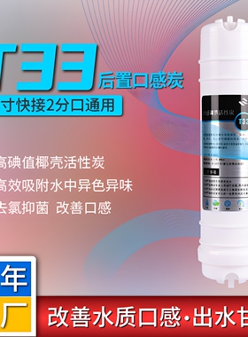 10寸韩式快接大T33滤芯家用净水器通用后置活性碳椰壳碳2分快插