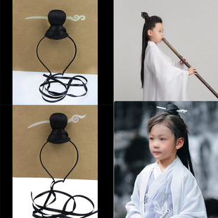 男童汉服头饰假发儿童配饰男孩夏季发饰发冠古装书生雪纺发带