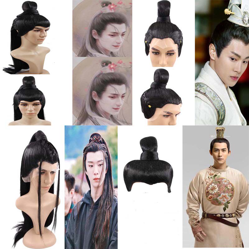 演戏剧古代古装汉服头发假发男士cos古风唐女子整顶长发全头套款
