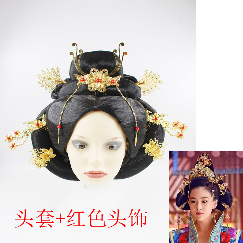古装假发全头套贵妃头饰皇后头套演出反串表演唐代唐朝发髻头套