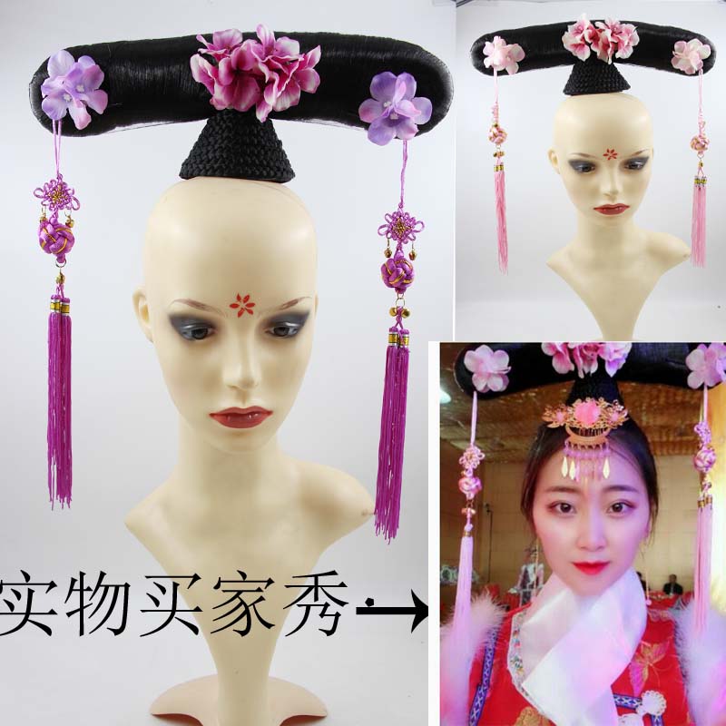 影视古装/影楼古代假发/清朝宫廷/格格头饰/儿童格格旗头图片