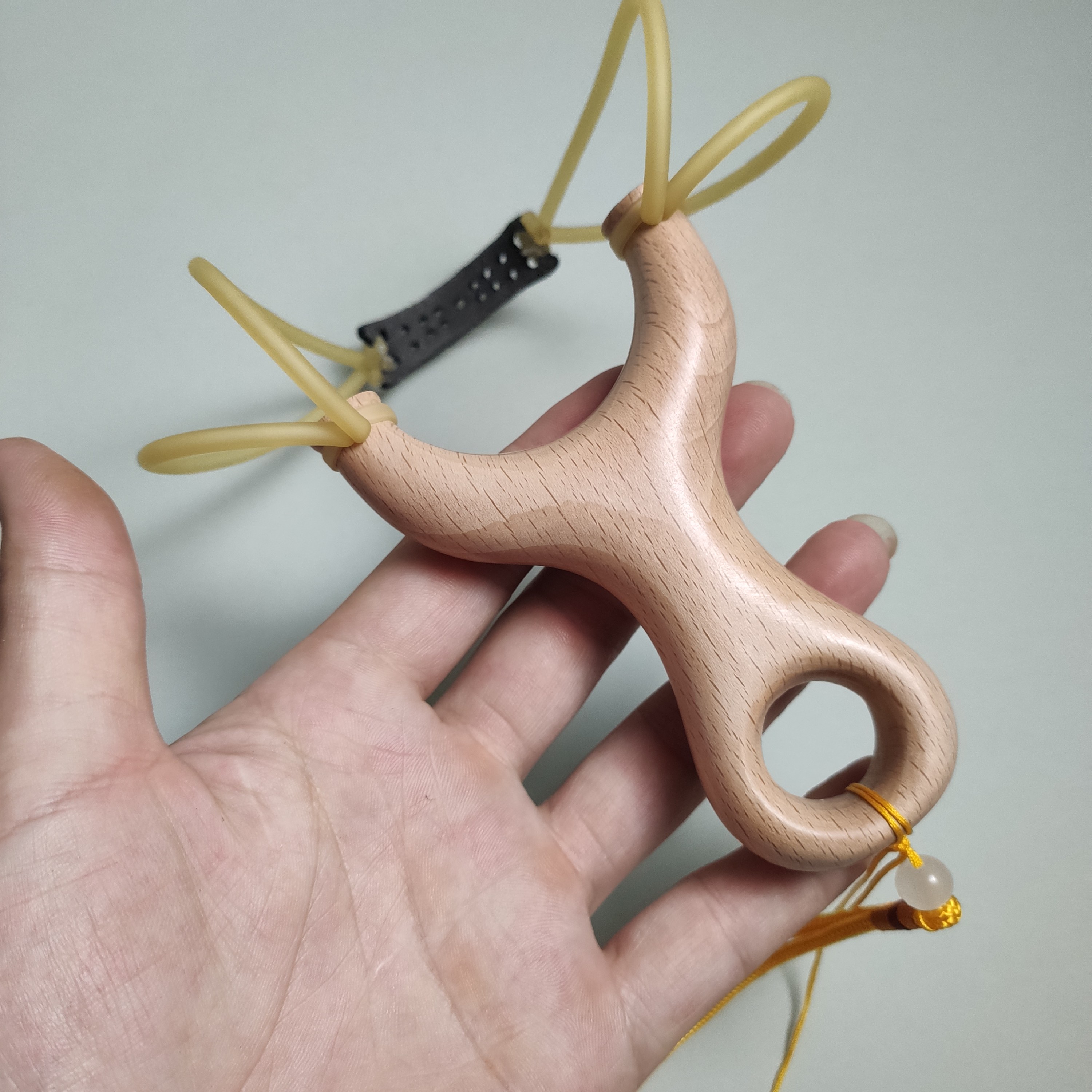榉木直把飞虎弹弓圆扁皮筋都可纯实木制作传统怀旧玩具