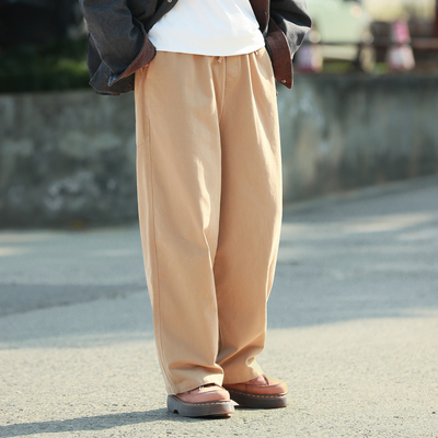 日系复古高腰直筒显瘦纯棉长裤女