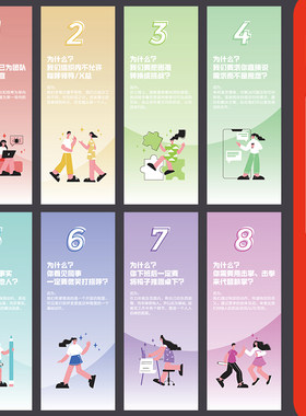 扁平化人物互联网企业八个为什么企业文化墙海报ai设计素材模板