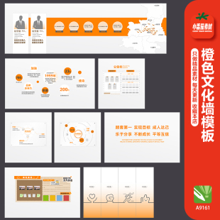 橙色企业文化墙公司简介文化理念背景墙宣传栏公告栏cdr设计素材