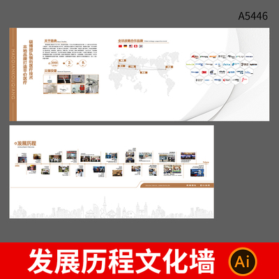 高端企业简介文化墙品牌墙公司发展历程背景墙展板ai设计素材模板
