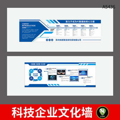 高端科技企业文化墙公司简介文化理念发展历程背景墙cdr设计素材
