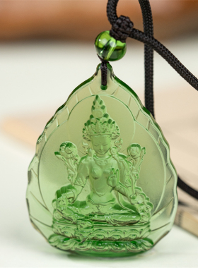 绿度母吊坠饰琉璃佛像莲花生大士项链释迦摩尼挂件药师佛吊坠