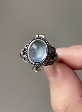 老货 复刻 小红书同款 欧洲复古 海蓝宝 可打开宝盒戒指