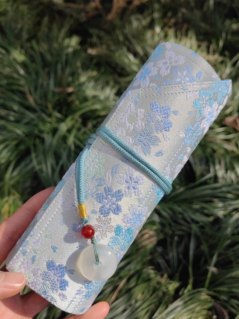 一叶知秋手作进口面料正品西阵织夜樱笔帘笔包笔袋收纳盒文具