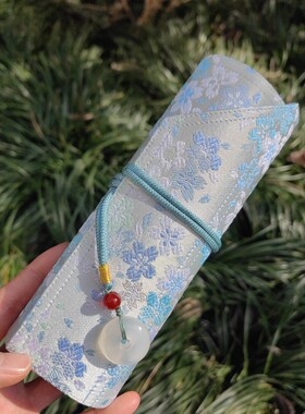 一叶知秋手作进口面料正品西阵织夜樱笔帘笔包笔袋收纳盒文具