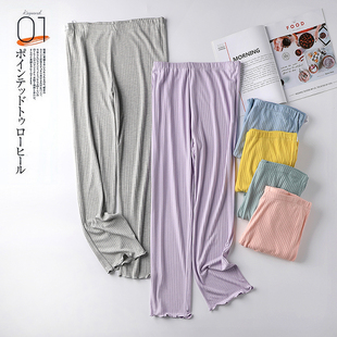 孕妇睡裤春秋薄款家居裤夏天空调裤可外穿长裤莫代尔宽松直筒裤子