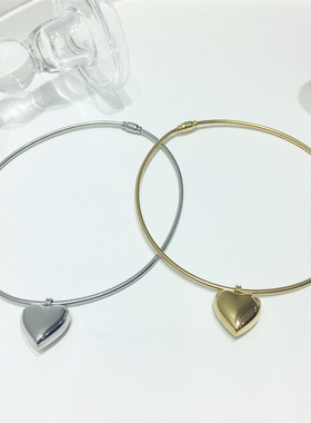 欧美夸张简约气质金属素款爱心桃心形磁吸项圈项链锁骨链颈链饰品