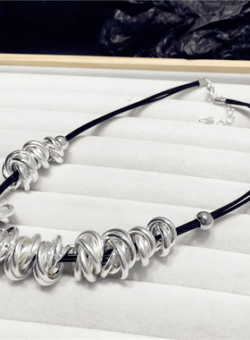 ins冷淡风黑绳圆圈项链