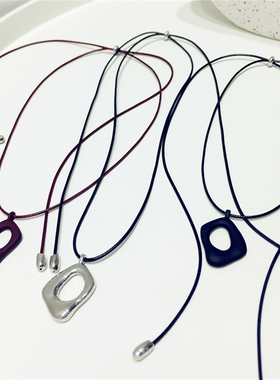 2025新款简约气质高级感金属菱形几何抽拉式可调节项链毛衣链挂件