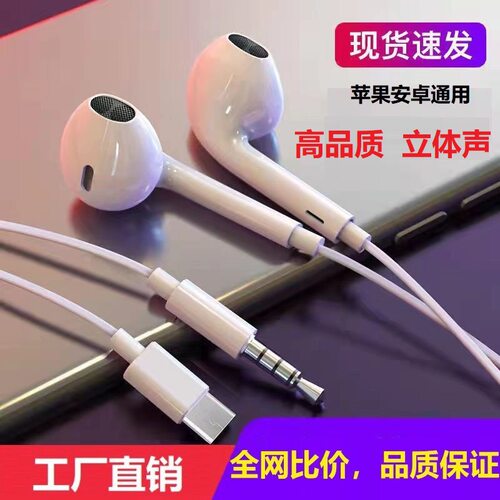 有线耳机半入耳式3.5mm圆孔接口type-c扁口带麦k歌数字音频全兼容