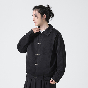 秋季新中式潮风金属盘扣宽松翻领休闲夹克男女外套 JK622 P110图片