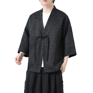春夏新中式 风盘扣男士唐装汉服七分袖中袖开衫外套 M152 P60图片