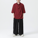 新中式风夏季冰丝薄堆领休闲套装男上衣M151P40裤M161P50，男装休闲套装，钱塘788(原4013)