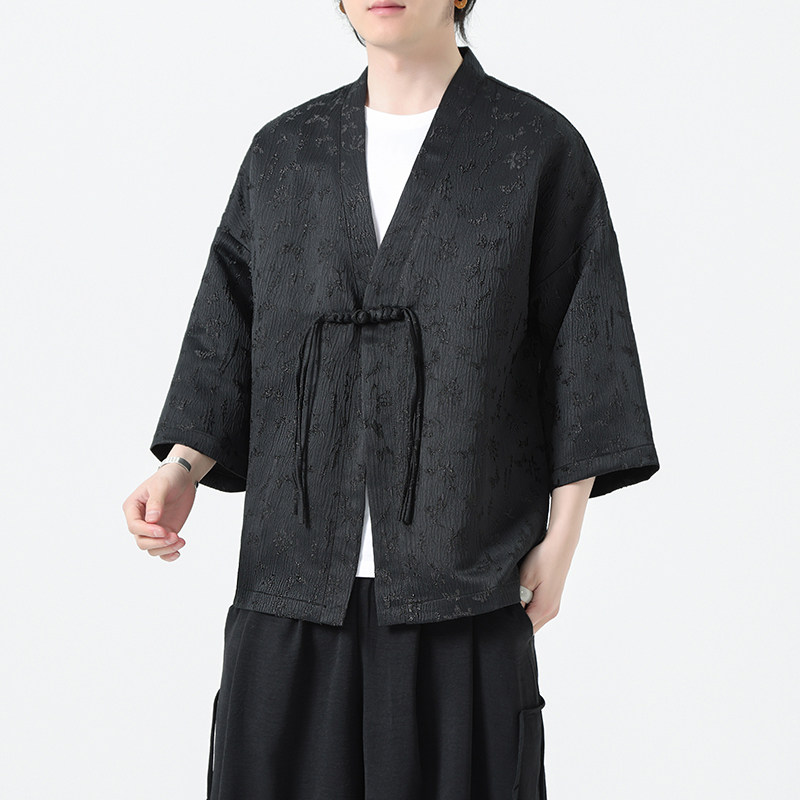 秋新中式 风流苏盘扣男装唐装汉服七分袖中袖开衫 M152 P60图片