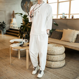 瑜伽服禅服茶服居士服新中式唐装汉服风男装套装A801P85，男装休闲套装，钱塘788(原4013)