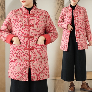 棉衣宽松棉麻夹棉棉袄 国风棉服女中长款 实拍 复古盘扣新中式