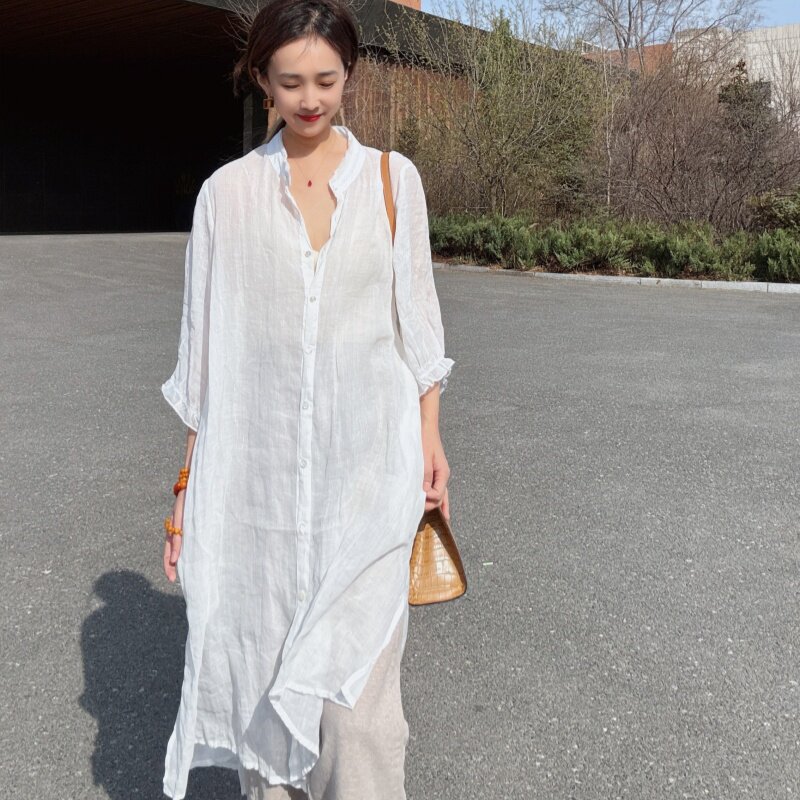 棉麻上衣宽松慵懒风夏季薄洋气衬衫女高级感轻奢减龄洋气