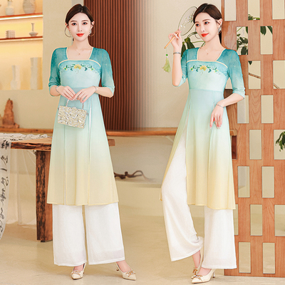 足浴技师采耳师中式仙气显瘦气质足疗店美容院工作服女套装