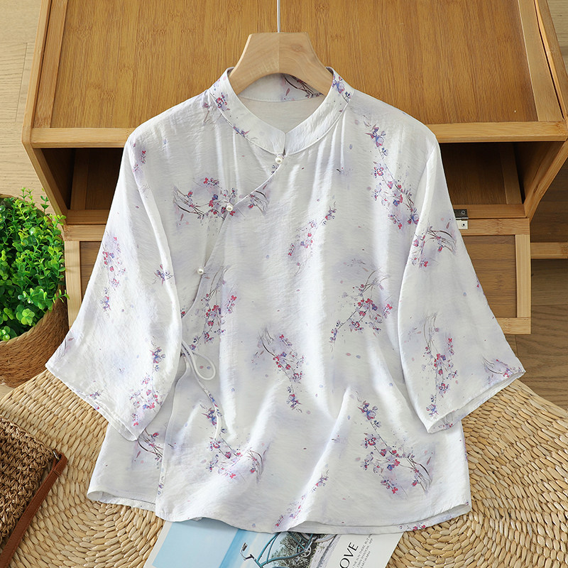 唐装女装中国风茶艺师服装新中式改良旗袍上衣民国风汉服套装夏季