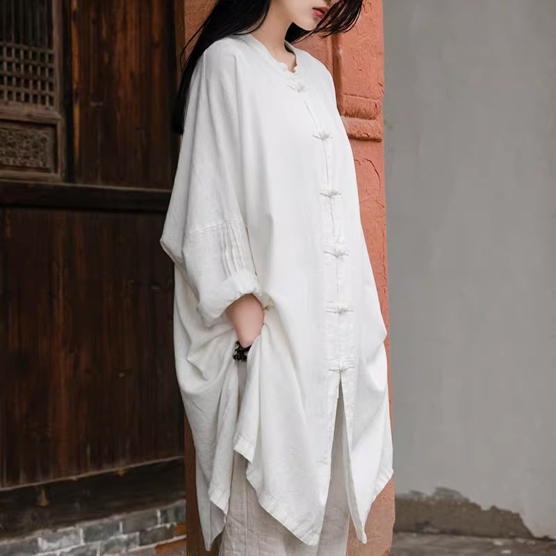 新中式棉麻禅服茶服禅意女装清冷道系穿搭上衣太极服衬衫国风