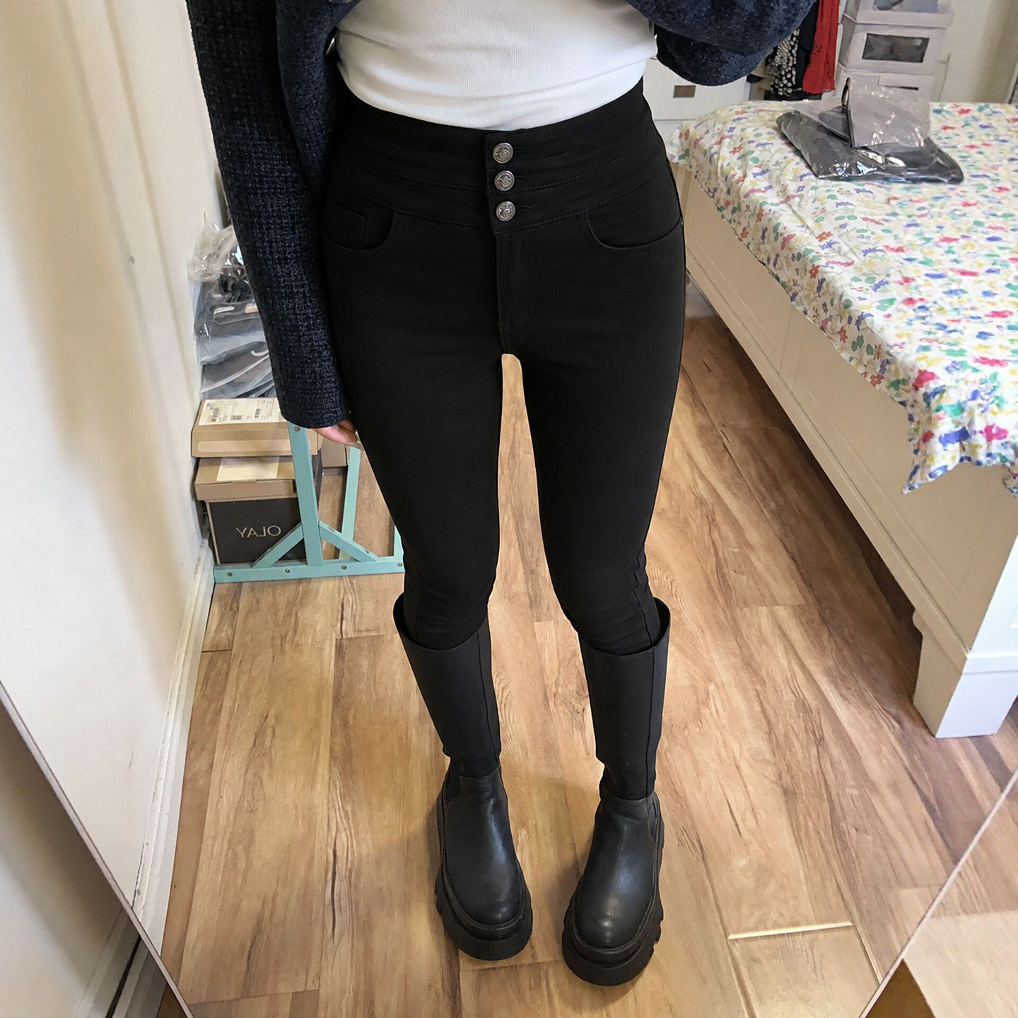 高腰打底裤女外穿秋冬大码胖mm梨型身材紧身弹力铅笔黑色小脚裤子